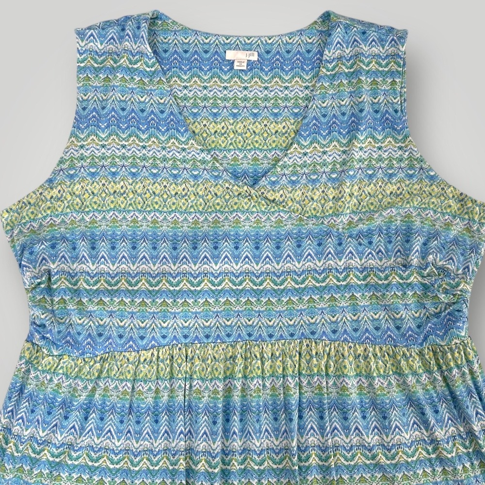 J. Jill Dress Womens 3X Blue Chevron Maxi Sleeveless V Neck Jersey Summer - Picture 4 of 7